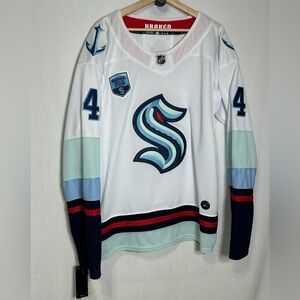 Seattle Kraken Haydn Fleury Adidas Authentic Jersey Inaugural Season White 50